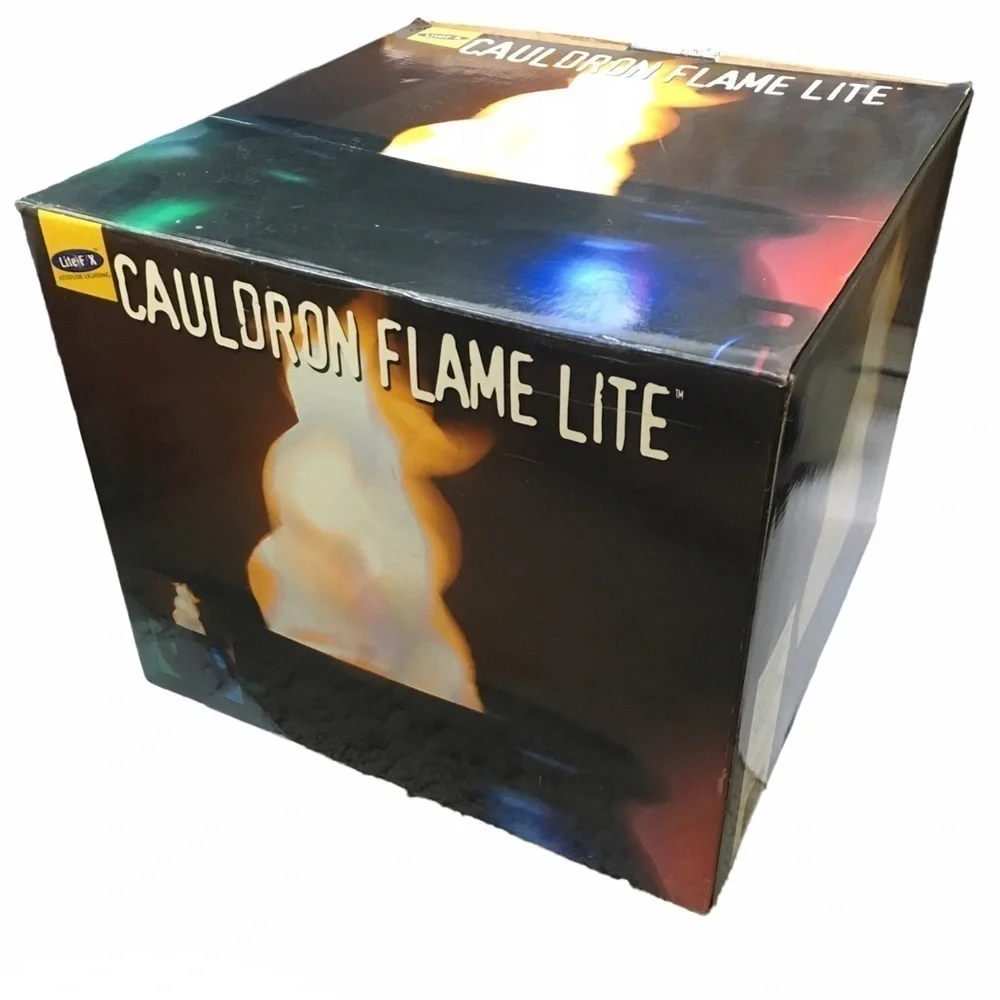 VINTAGE LITE F/X Halloween Cauldron Flame Lite Up Flicker Glow Decoration Spooky